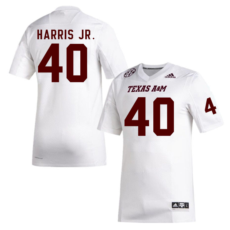 Men #40 Martrell Harris Jr. Texas A&M Aggies College Football Jerseys Stitched Sale-White - Click Image to Close